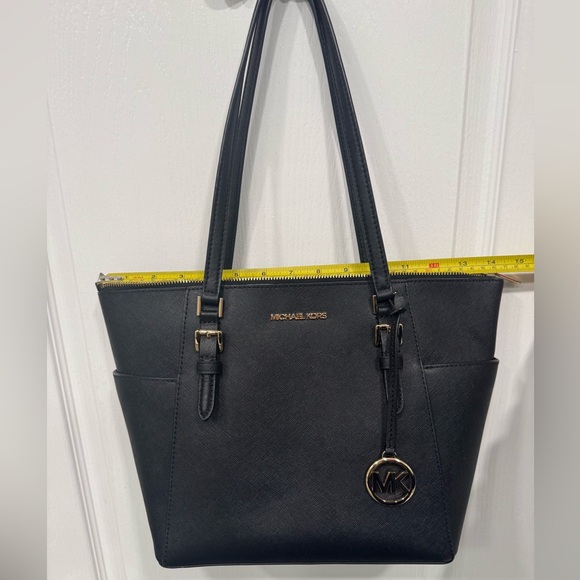 Michael Kors Charlotte Saffiano Leather Black Tote Bag Purse - Picture 8 of 8